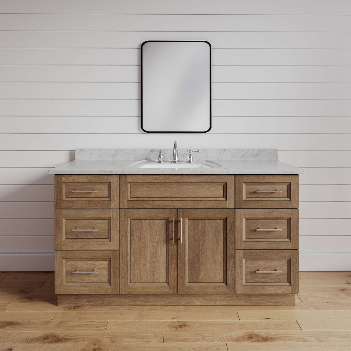 54 Inch Toffee Stained Single Sink Bathroom Vanity with Drawers – Riley ...