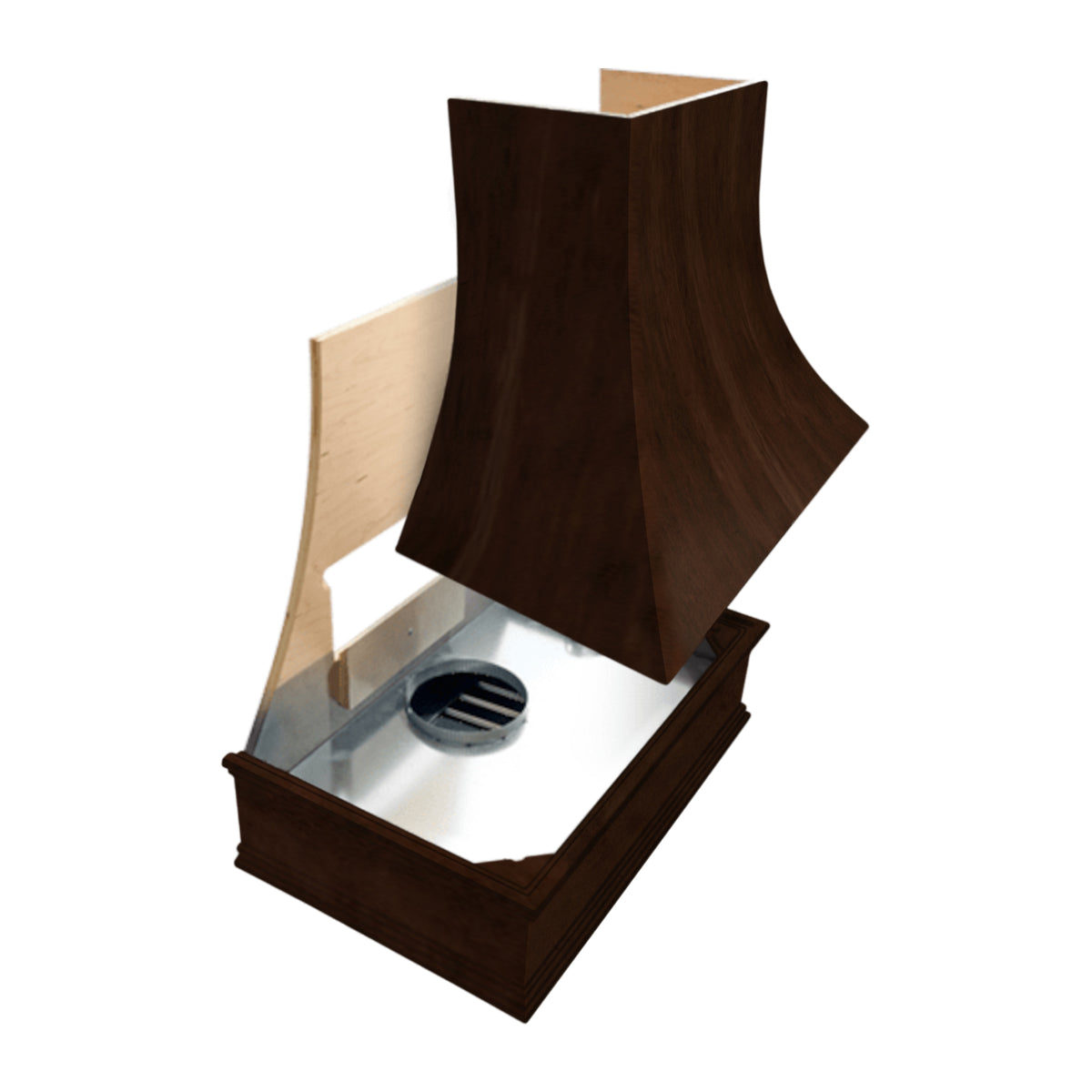 Espresso Wood Range Hood With Tapered Front and Decorative Trim - 30 ...