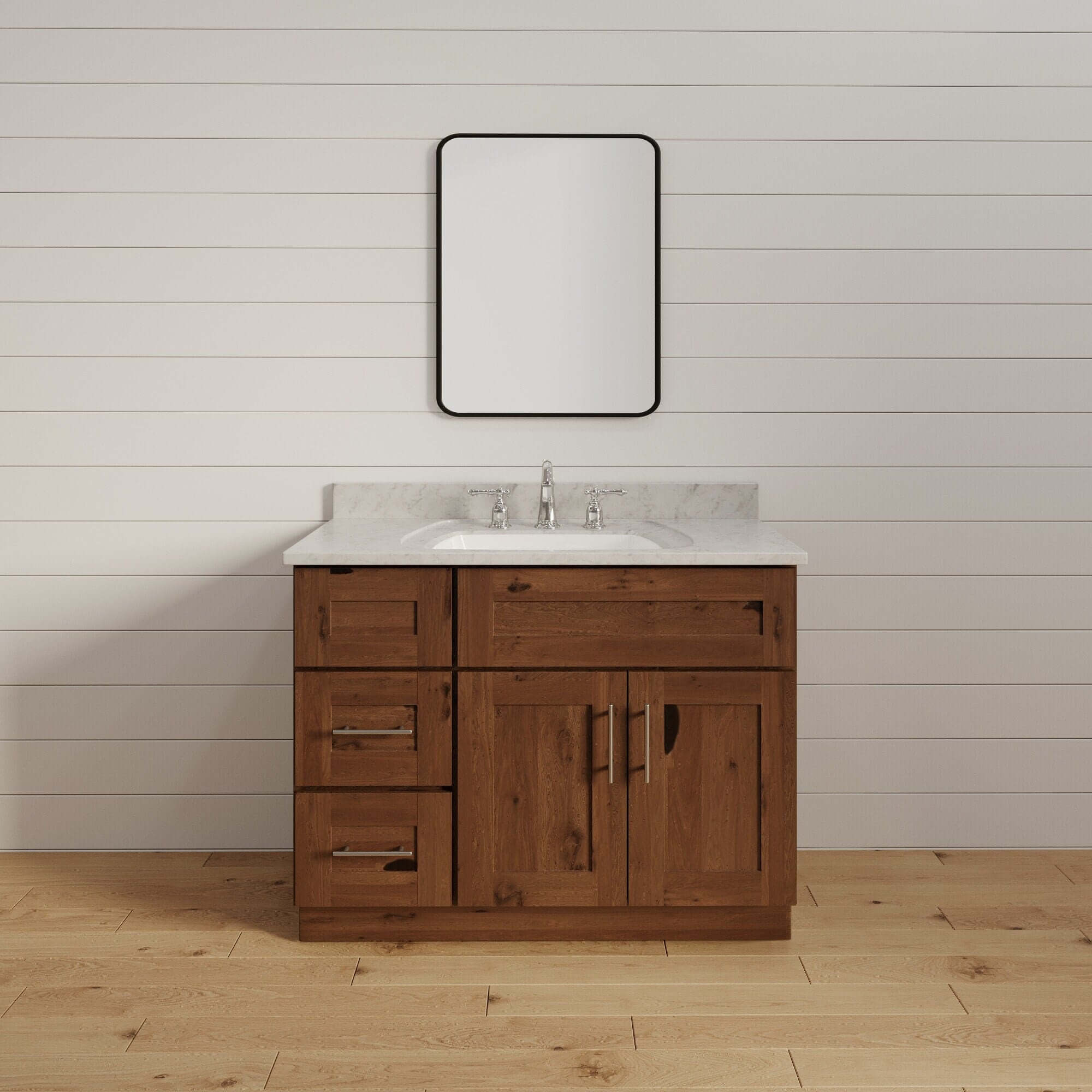 36 Inch Rustic Shaker Single Sink Bathroom Vanity with Drawers on the ...