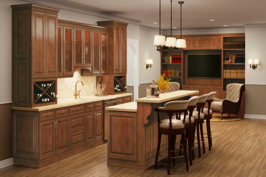 Saddle Brown Kitchen Cabinets