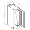Sage Green 15" Full Height Door Base Cabinet w/ Tray Dividers