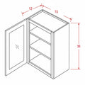 Classic White 15"W X 36"H Wall Glass Door Cabinet with Finished Interior