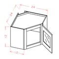 Honey Shaker 24" W x 12" H Stacker Diagonal Corner Wall Glass Door Cabinet with Finished Interior