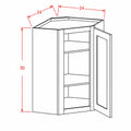 Classic White 24"W X 30"H Wall Diagonal Corner Cabinet