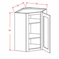 Classic White 24"W X 36"H Wall Diagonal Corner Cabinet