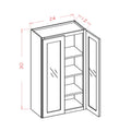 Honey Shaker 24"W X 30"H Wall Glass Door Cabinet with Finished Interior
