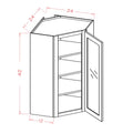Honey Shaker 24"W X 42" Wall Diagonal Glass Door Corner Cabinet with Finished Interior