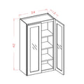 Classic White 24"W X 42"H Wall Glass Door Cabinet with Finished Interior
