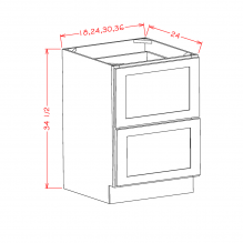 Classic White 36" 2-Drawer Base Cabinet