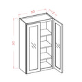 Honey Shaker 30"W X 30"H Wall Glass Door Cabinet With Finished Interior