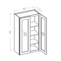 Honey Shaker 30"W X 36"H Wall Glass Door Cabinet With Finished Interior