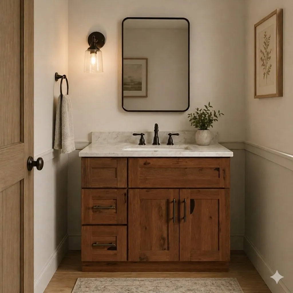 36 Inch Rustic Shaker Single Sink Bathroom Vanity with Drawers on the
