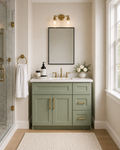 36 Inch Sage Green Shaker Vanity Combo w/ Drawers on Right