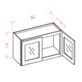 Honey Shaker 36" W x 15" H Stacker Wall Glass Door Cabinet with Finished Interior
