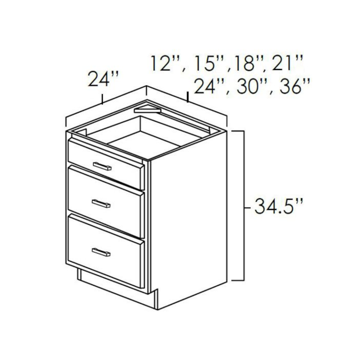 Espresso Shaker 21" Three Drawer Base