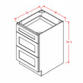 Classic White 36" 3-Drawer Base Cabinet