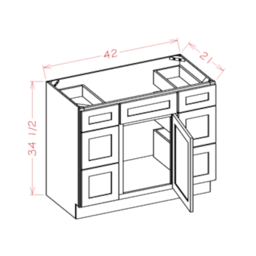 Saddle Brown 42" Bathroom Vanity Combo w/ Drawers