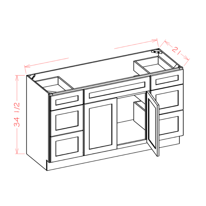 Greige Stained 54" Bathroom Vanity Combo w/ Drawers