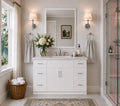 48 Inch White Slim Shaker Bathroom Vanity Combo w/ Drawers