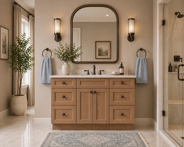 48 Inch Toffee Shaker Single Sink Bathroom Vanity w Drawers