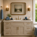 54 Inch Greige Stained Bathroom Vanity Combo w/ Drawers