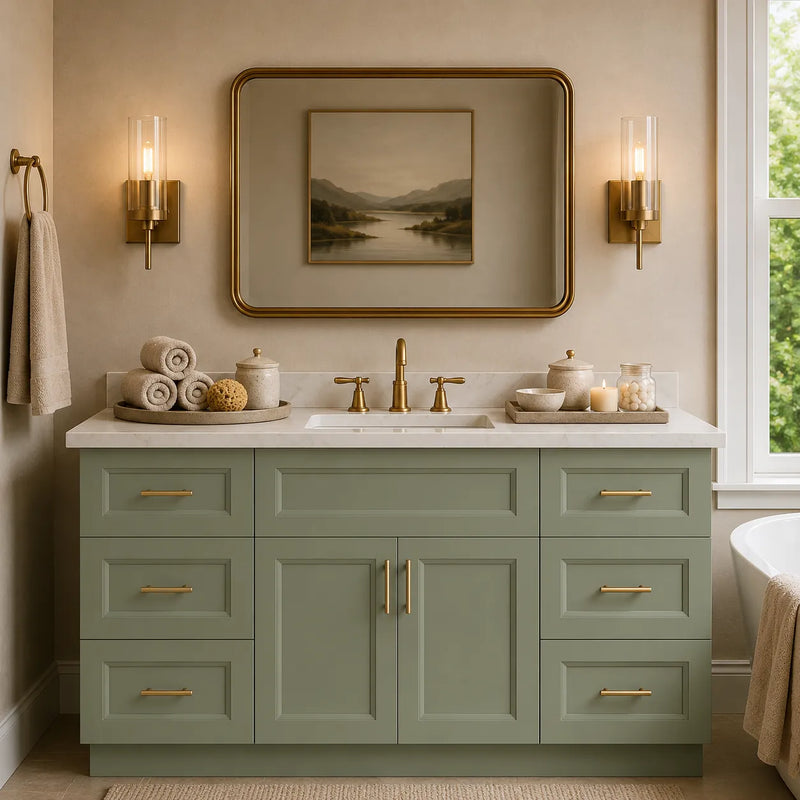 Sage Green 54" Bathroom Vanity Combo w/ Drawers