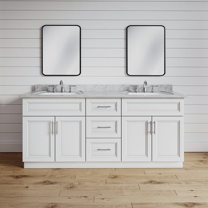 Classic White 60" Double Sink Bathroom Vanity Combo w/ Drawers