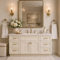60 Inch Antique White Bathroom Vanity Combo w/ Drawers