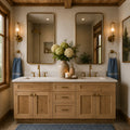 60 Inch Natural Shaker Double Sink Bathroom Vanity with Drawers