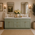 60 Inch Sage Green Shaker Vanity Double Sink Base w/ Drawers