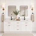60 Inch White Shaker Double Sink Bathroom Vanity with Drawers