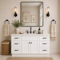 60 Inch White Shaker Single Sink Bathroom Vanity with Drawers