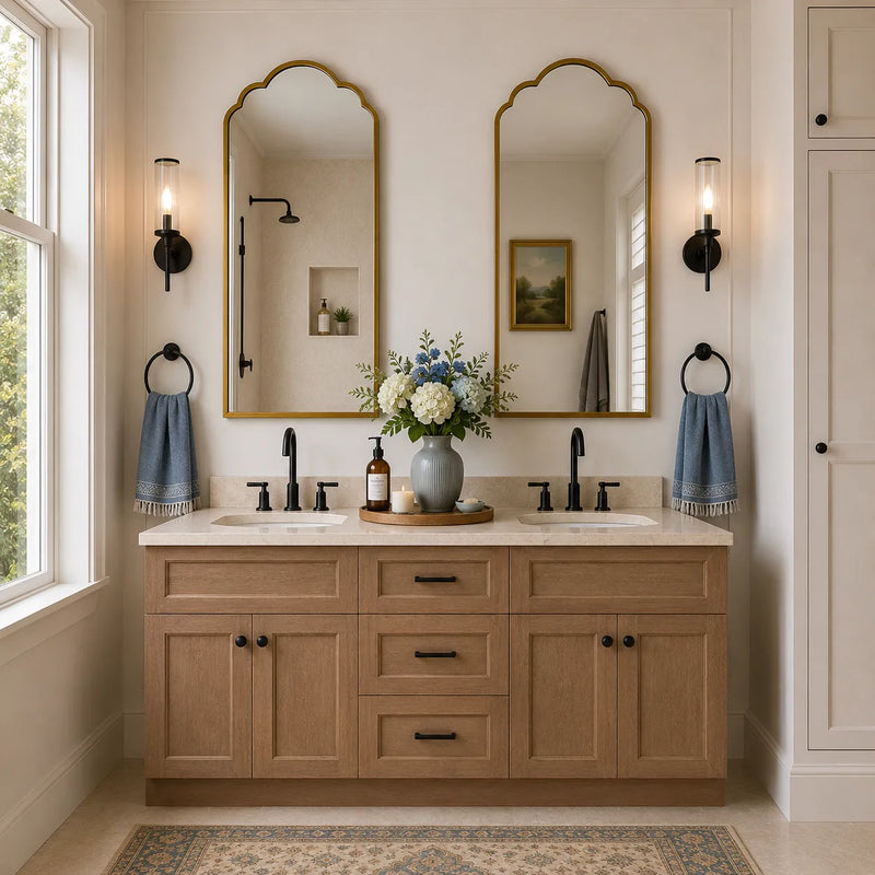 Toffee Stained 72" Double Sink Bathroom Vanity Combo w/ Drawers
