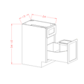 Classic White 15" Base Cabinet w/ Single Trash Can Pullout