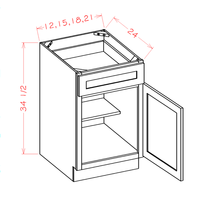 White Slim Shaker 21" Base Cabinet