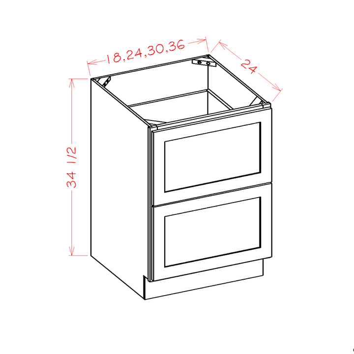 Natural Shaker 30" 2-Drawer Base Cabinet