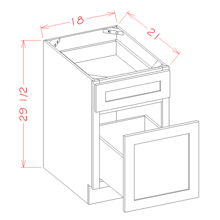 White Slim Shaker 18"W X 21"D X 29-1/2"H Two Drawer File Base Cabinet