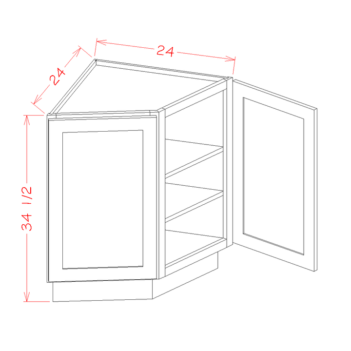 White Slim Shaker 24" Angle Base Cabinet