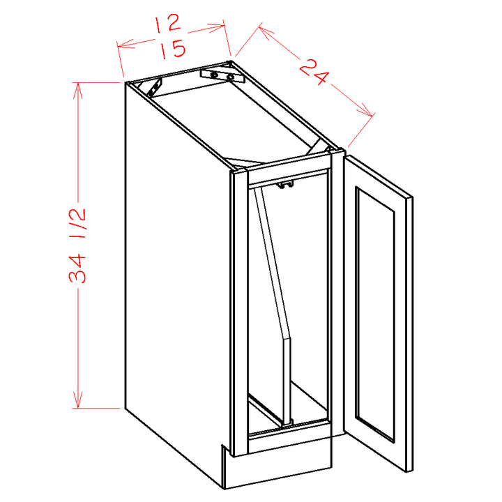 White Slim Shaker 18" Full Height Door Base Cabinet w/ Tray Dividers