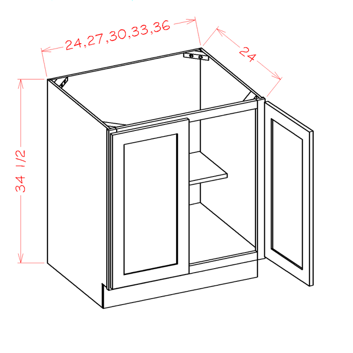 White Slim Shaker 24" Full Height Door Base Cabinet