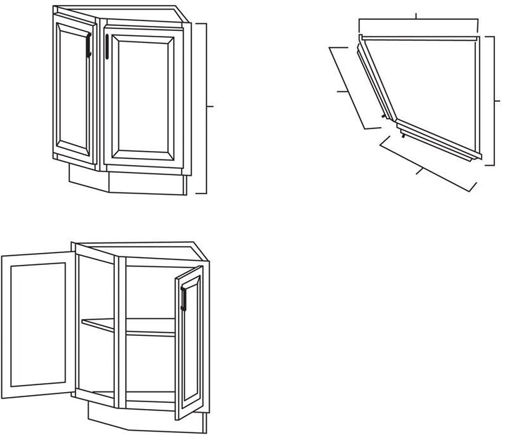 Natural Shaker 24" Base End Angle Cabinet