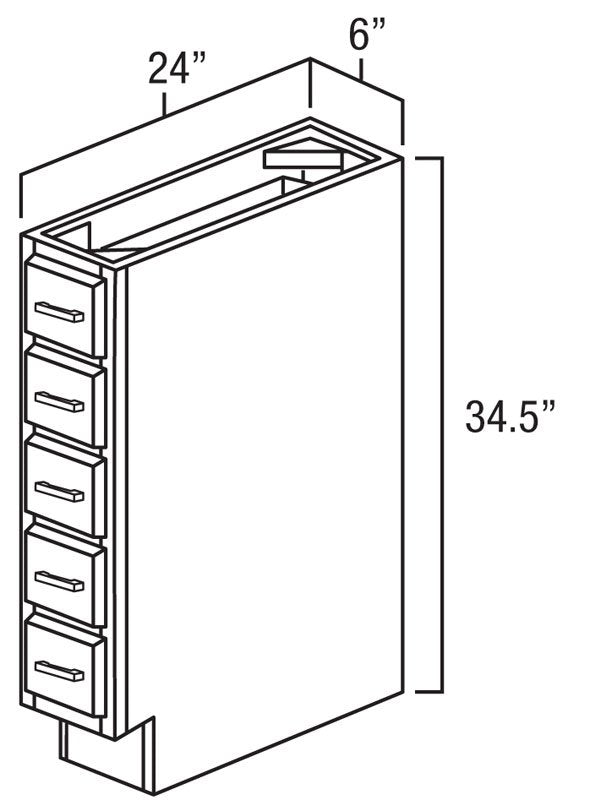 Natural Shaker 6" Base Spice Drawer Cabinet