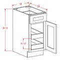 Sage Green 18" Base Cabinet w/ 2 Rollout Shelves