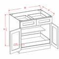 Sage Green 30" Base Cabinet w/ 1 Rollout Shelf