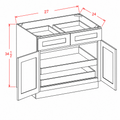 Sage Green 27" Base Cabinet w/ 2 Rollout Shelves