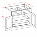 Classic White 33" Base Cabinet w/ 2 Rollout Shelves