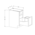 Grey Shaker 15" Single Drawer Base Cabinet w/ Single Trashcan Pullout Kit