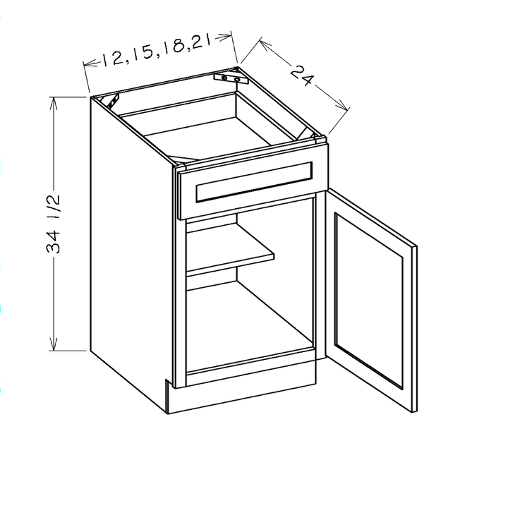 Toffee Shaker 18" Base Cabinet