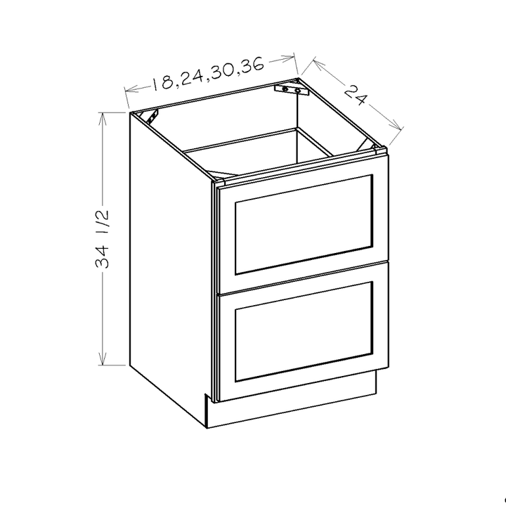 Hickory Shaker 30" 2-Drawer Base Cabinet