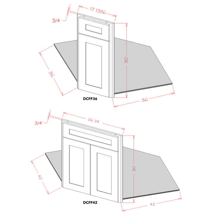 White Slim Shaker 42" Diagonal Sink Front & Floor Kit